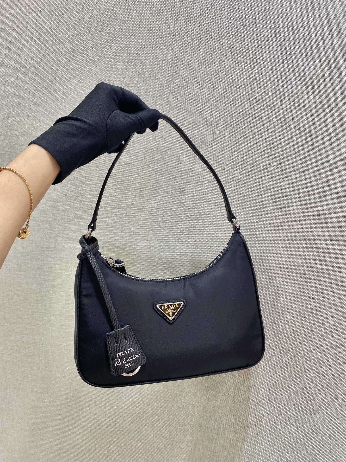 Prada Mini Re Edition 2005 Re Nylon And Saffiano Bag Black 1NE204